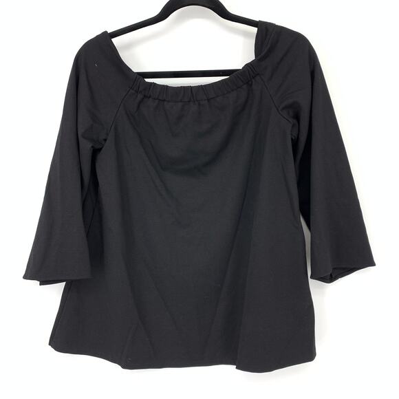 Hatch Top Women's One Size Off the Shoulder Flared Sleeve Maternity Blouse Black - Picture 2 of 6